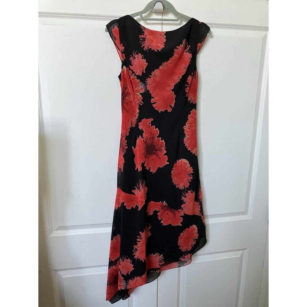 Y2K Jag Dress Womens Red Black Floral Asymmetrical Fairy Grunge Whimsigoth‎ - Picture 6 of 12